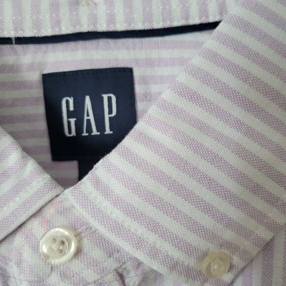 GAP Oxford Shirt Men's Purple/White Striped Button Down Dress Shirt NWT - Picture 5 of 9